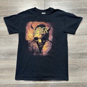 Slayer Skulls Metal Band Music Y2K Shirt Mens Size S Black Graphic Tee Band